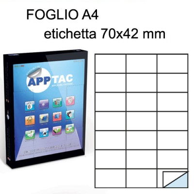 ETICHETTE ADESIVE A4 APPTAC F.TO 70X42 CF 100 FG