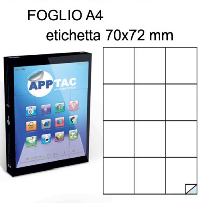 ETICHETTE ADESIVE A4 APPTAC F.TO 70X72 CF 100 FG