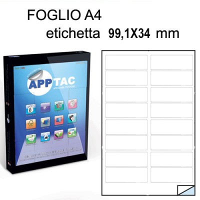 ETICHETTE ADESIVE A4 APPTAC F.TO 99,1X34 CF 100 FG