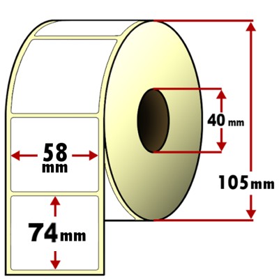 ROTOLO ETICHETTE TERMICHE ADESIVE F.TO 58X74MM