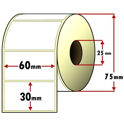 ROTOLO ETICHETTE VELLUM ADESIVE F.TO 60X30MM