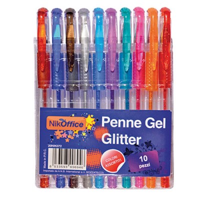 PENNA GEL GLITTER CF 10 PZ ASS. NIK