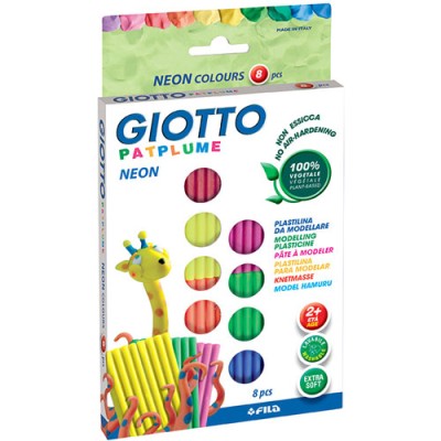 PLASTILINA PATPLUME 8 COL. ASS. FLUO 33 g. GIOTTO