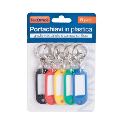 PORTACHIAVI IN PLASTIC CON GIVOLA CF 5 PZ COL. ASS